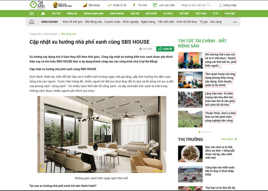 Bài báo 24h.vn viết về SBS HOUSE