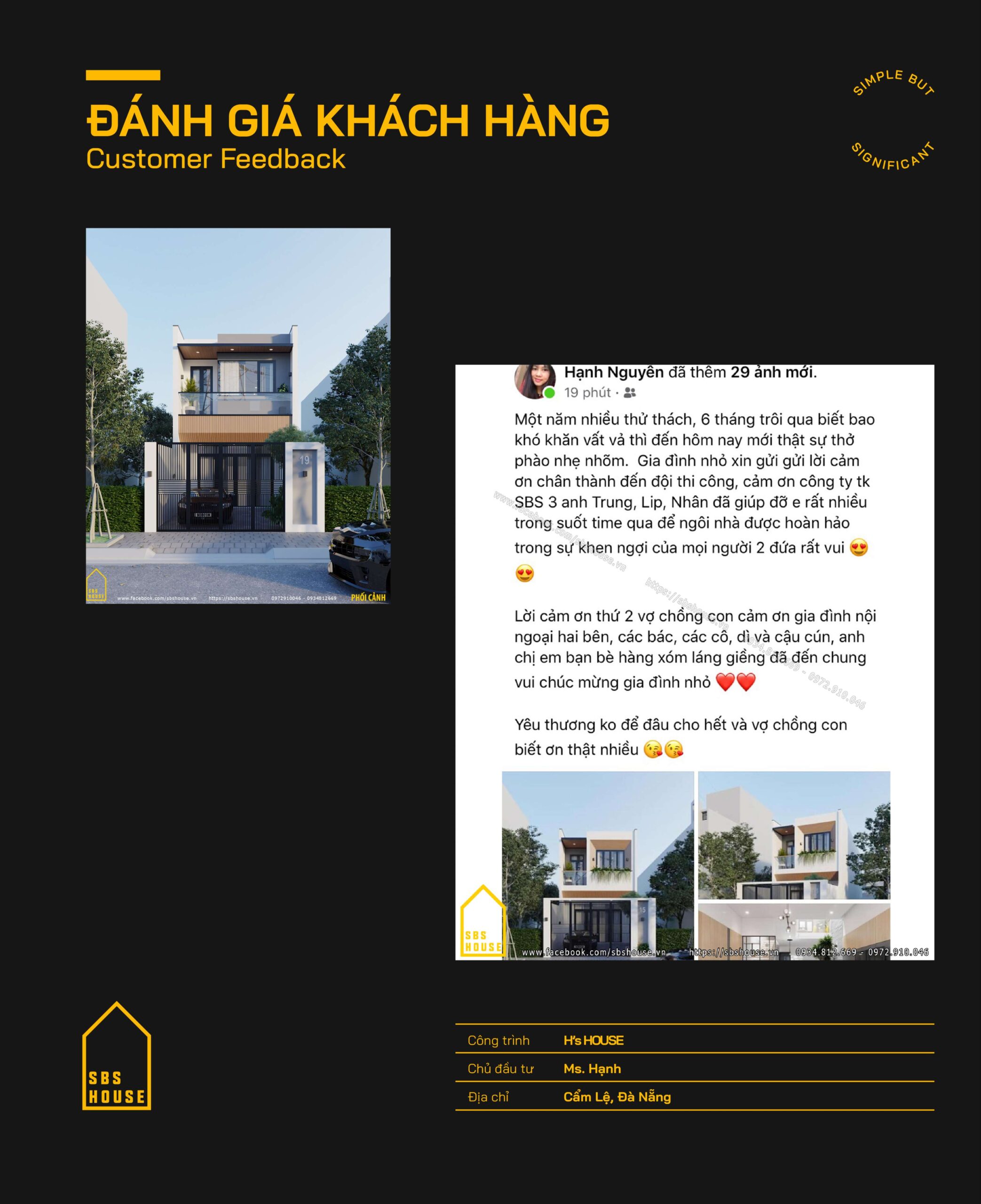 Phản hồi của khách hàng Hạnh Nguyễn - Thiết kế thi công trọn gói