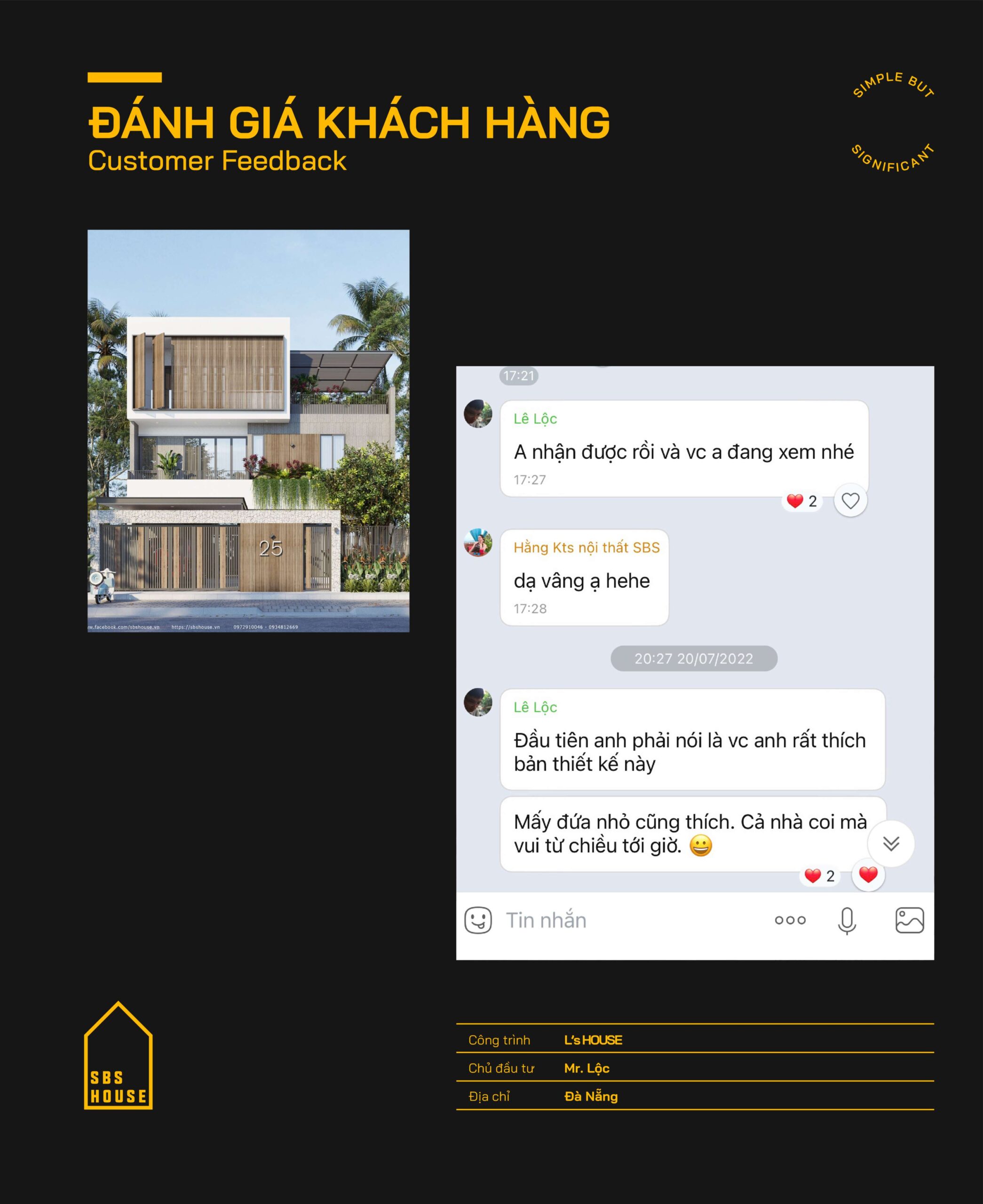Phản hồi của khách hàng Lê Lộc - chủ nhân căn biệt thự tại Đà Nẵng
