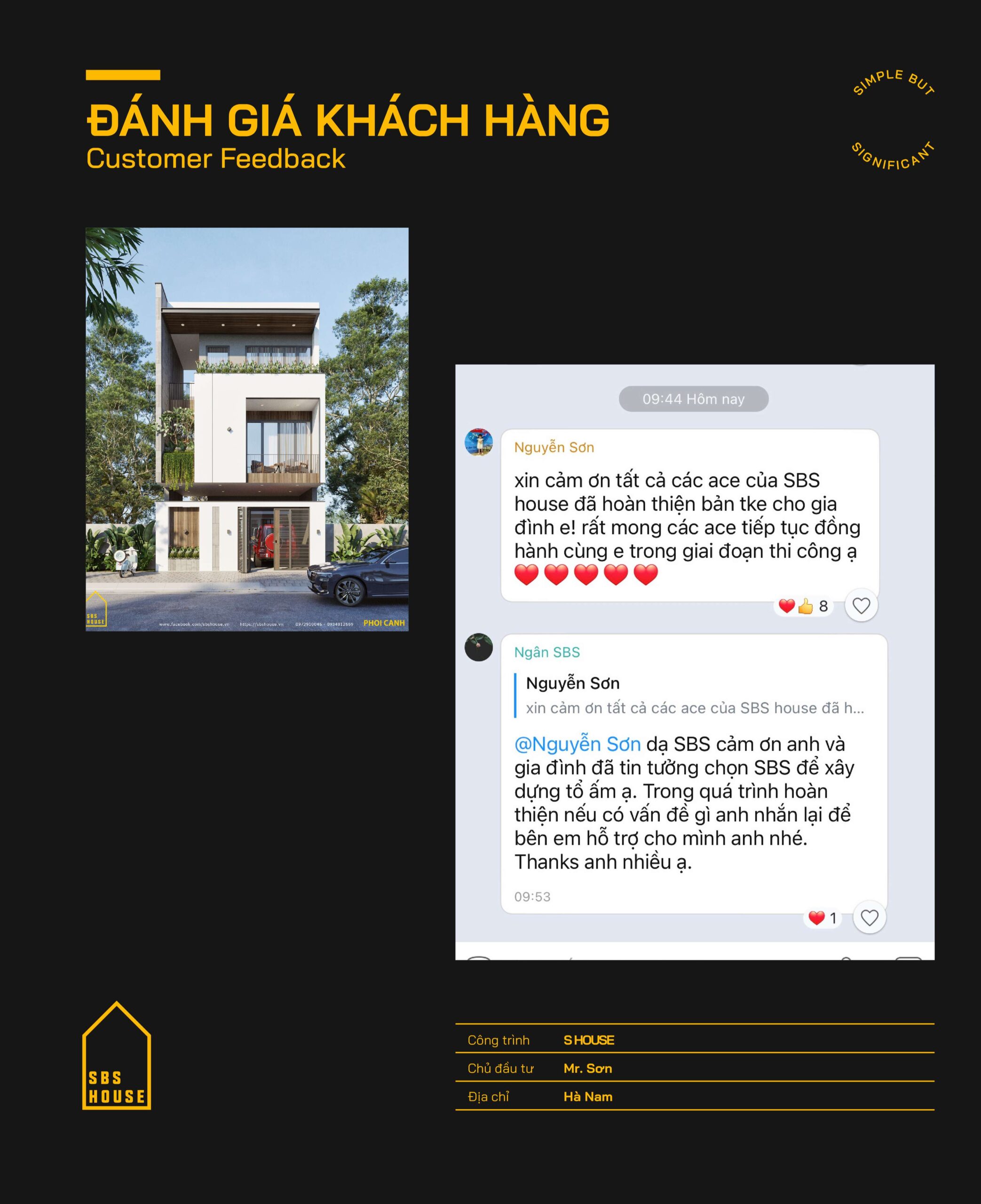 Phản hồi của khách hàng Nguyễn Sơn - thiết kế từ xa