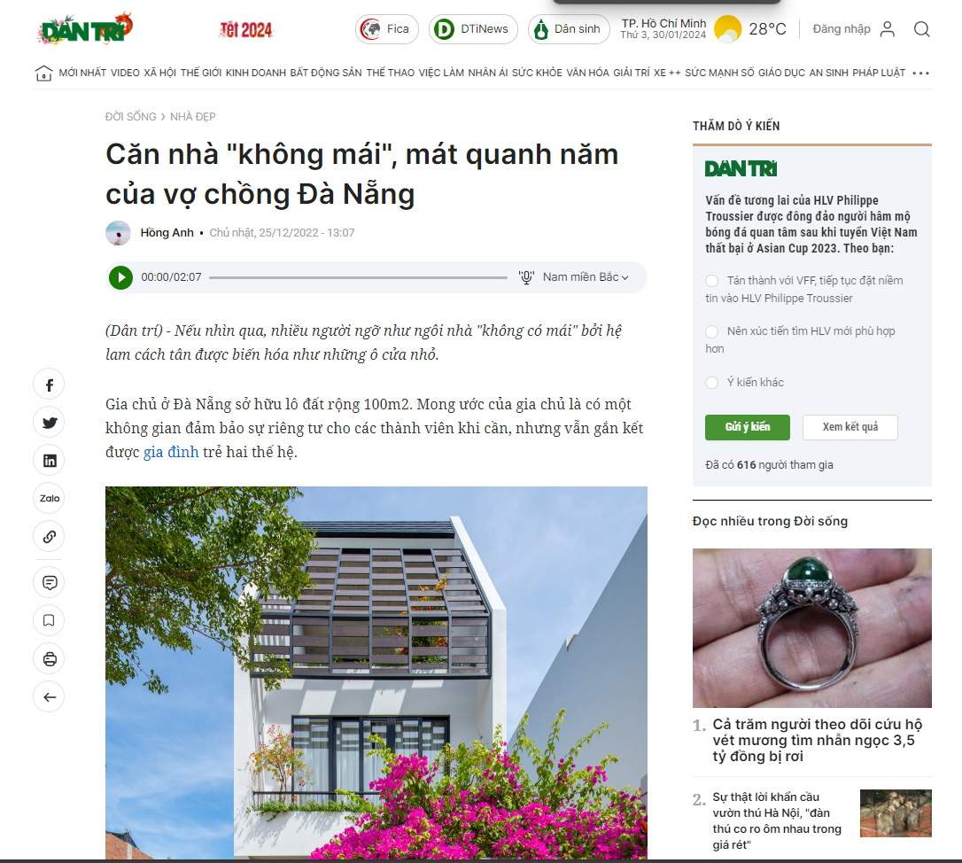Bài báo Dân Trí viết về công trình SBS HOUSE