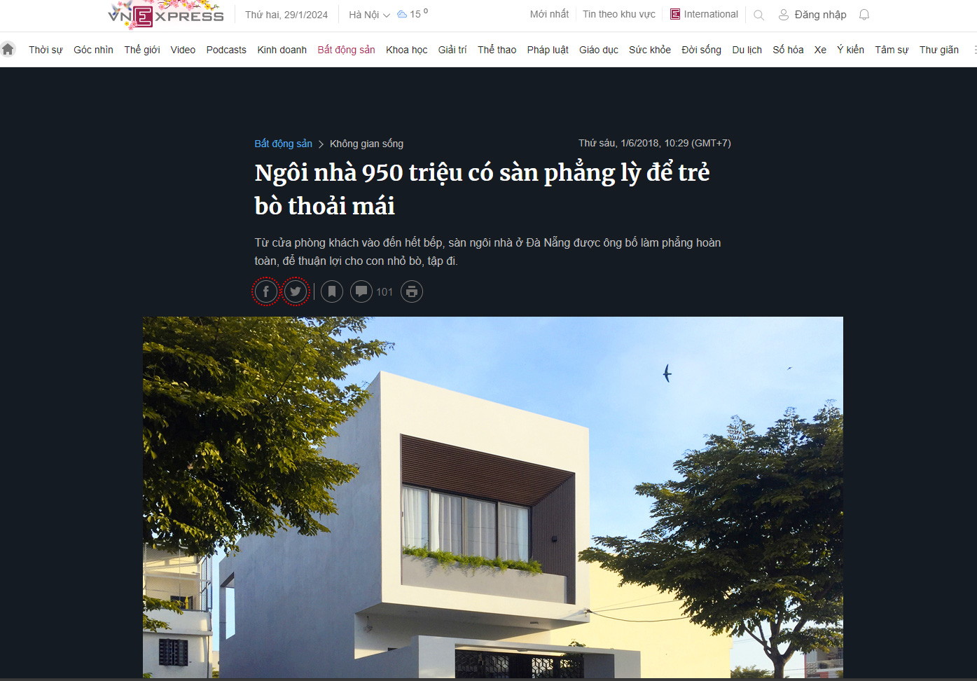Bài báo vnexpress giới thiệu công trình của SBS HOUSE