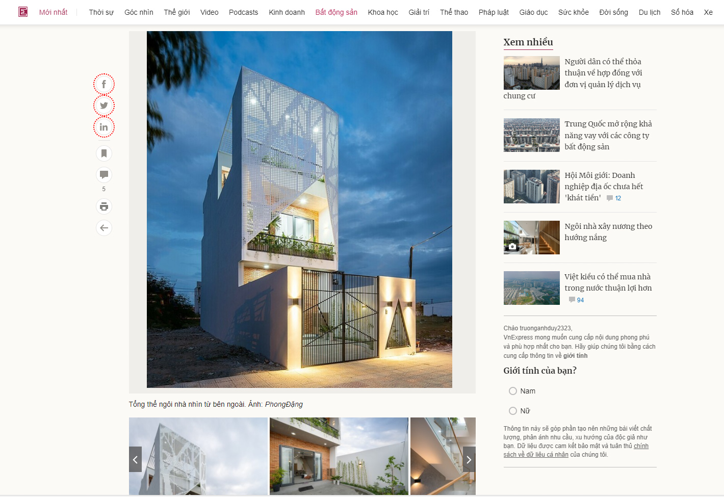 Bài báo vnexpress giới thiệu công trình của SBS HOUSE