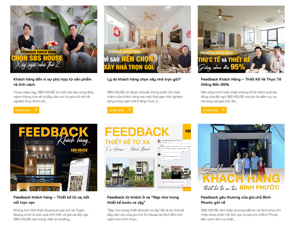 Những phản hồi của khách hàng về SBS HOUSE