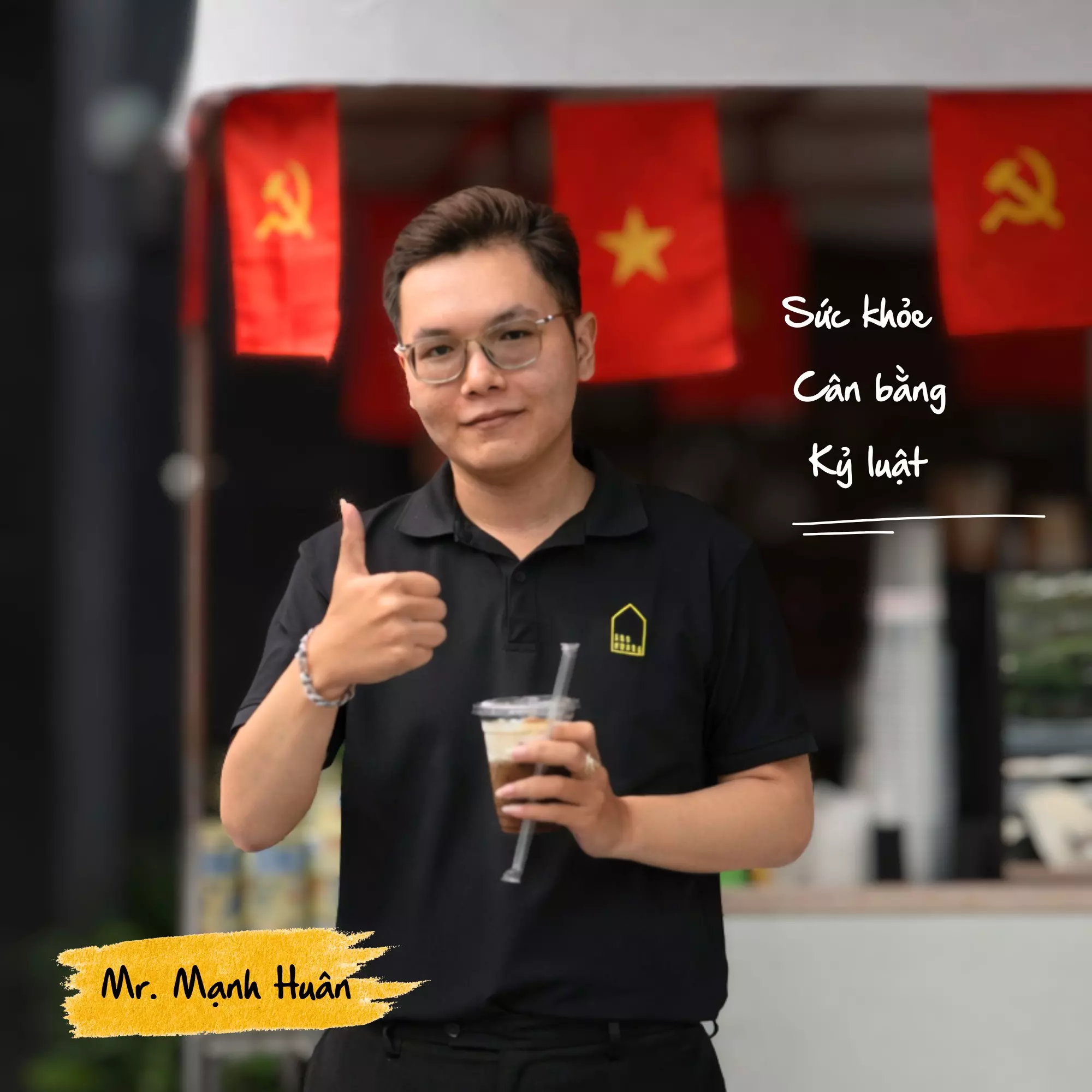 Mạnh Huân với những keyword là Sức khỏe, Cân bằng và Kỷ luật