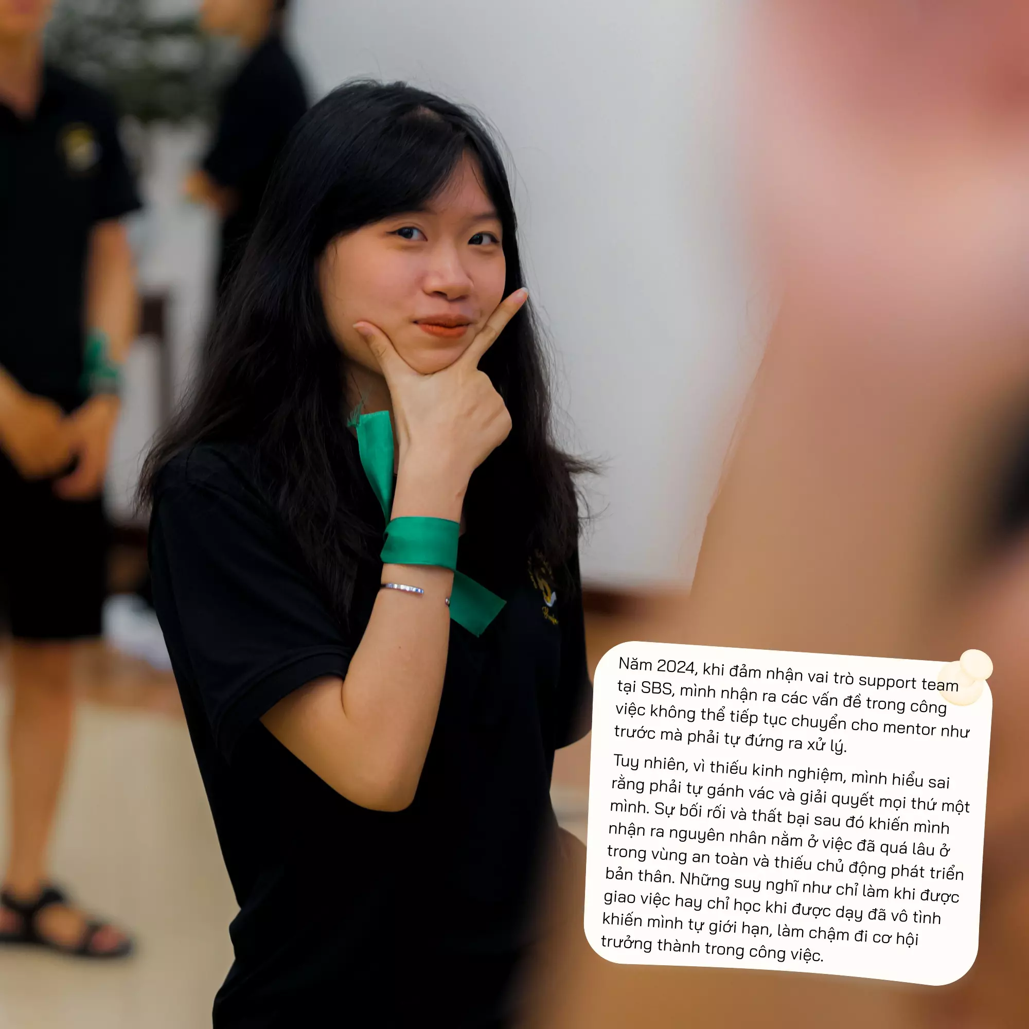 Sự nhận thức của Huyền My về việc đứng yên trong vùng an toàn, thiếu chủ động trong việc nâng cấp tư duy lẫn kỹ năng.